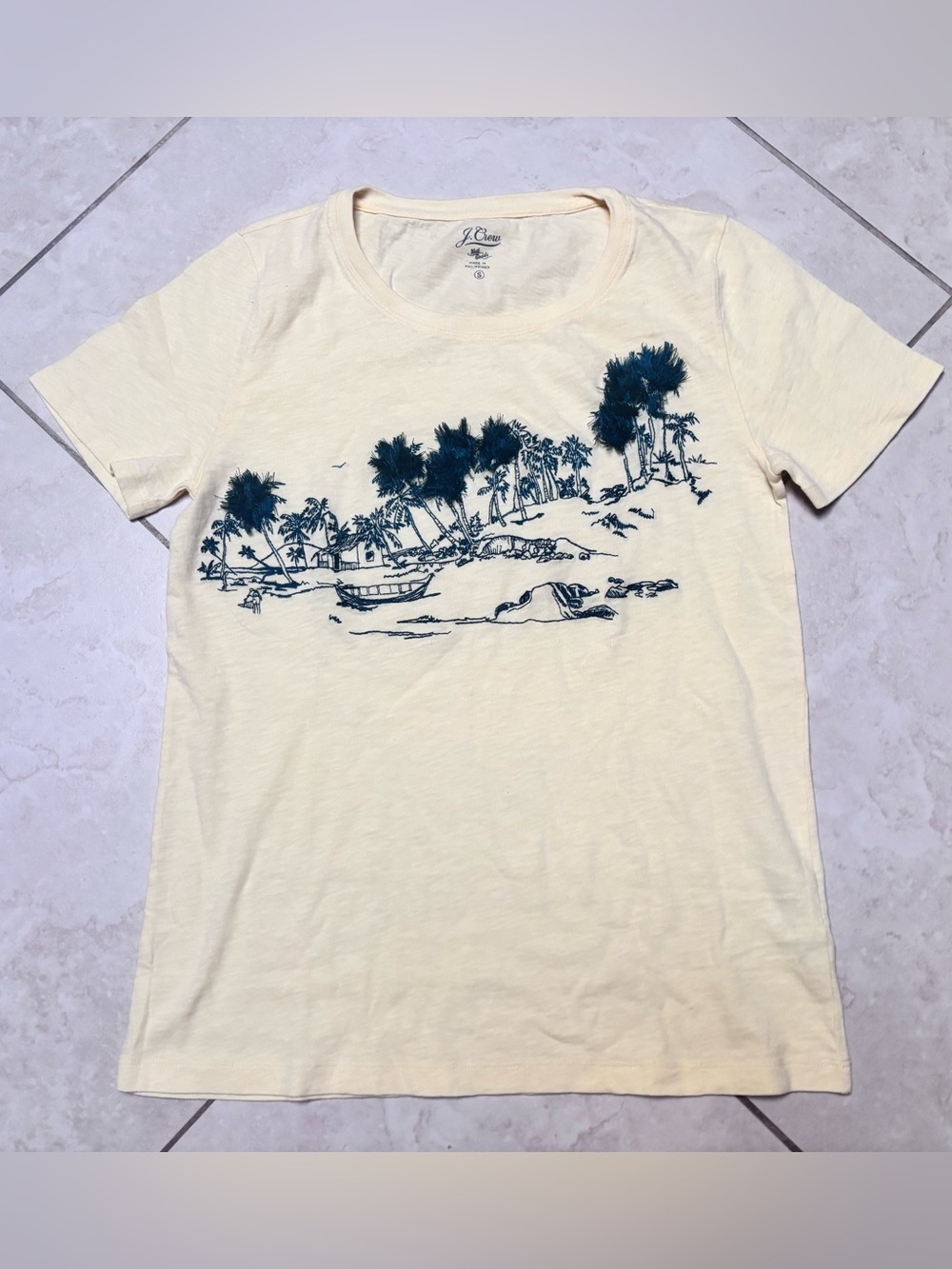 J. Crew yellow Short-Sleeve Beach Graphic Swim Tee